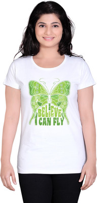 

Tantra Graphic Print Women's Round Neck White T-Shirt