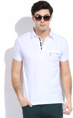 

Mufti Solid Men's Polo Neck White T-Shirt, 02-white