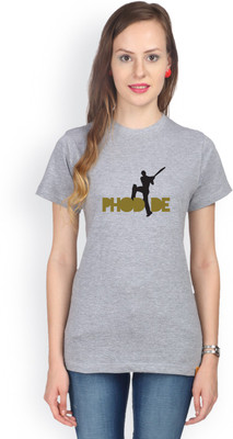 

Campus Sutra Geometric Print Women' Round Neck Grey T-Shirt