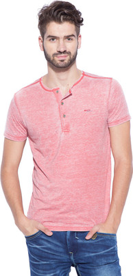 

Mufti Solid Men's Henley Red T-Shirt, Tomato