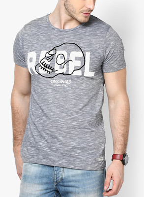 

Jack & Jones Graphic Print Men's Round Neck Grey T-Shirt, Black