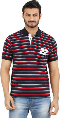 

Hoodz Striped Men' Polo Neck Dark Blue T-Shirt, Navy/red/whie