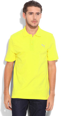 

Puma Solid Men' Polo Neck Yellow T-Shirt, Buttercup