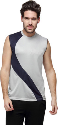 

Campus Sutra Solid Men Round Neck Grey T-Shirt