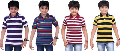 

Dongli Boys Striped T Shirt(Multicolor, Pack of 4)