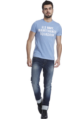 

Jack & Jones Printed Men's Round Neck Blue T-Shirt, Dusk blue