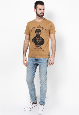 

Jack & Jones Graphic Print Men' Round Neck Brown T-Shirt, Dark earth