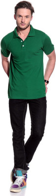 

Rockhard Solid Men' Polo Neck Dark Green T-Shirt