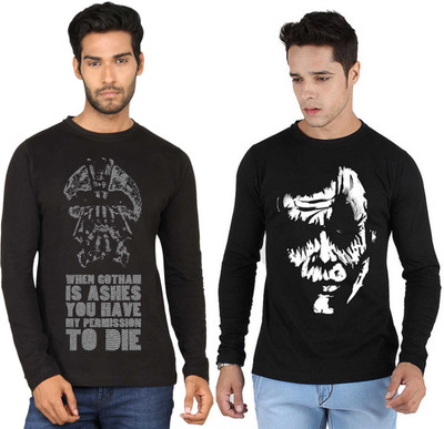 

SayItLoud Printed Men's Round Neck Black, Black T-Shirt(Pack of 2)