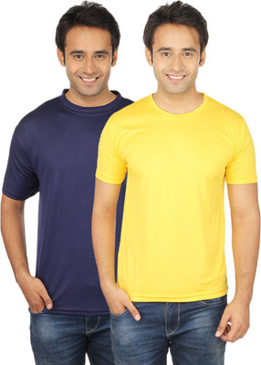 

Quetzal Solid Men's Round Neck Blue, Yellow T-Shirt(Pack of 2
