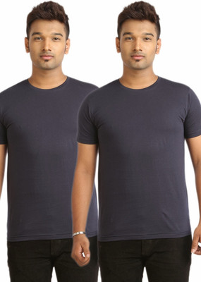 

Campus Sutra Solid Men Round Neck Blue T-Shirt(Pack of 2