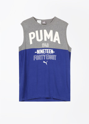 

Puma Printed Men's Round Neck Grey, Blue T-Shirt, Sodalite blue