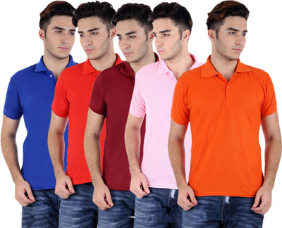

Sanvi Traders Solid Men Polo Neck Multicolor T-Shirt(Pack of 5