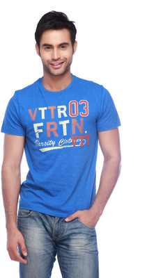 

Vettorio Fratini Printed Men's Round Neck Dark Blue T-Shirt, Royal blue