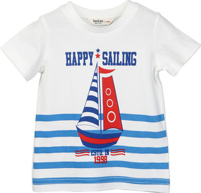 

Beebay Boys Printed T Shirt(White, Pack of 1)