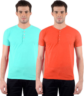 

Gallop Solid Men's Henley Multicolor T-Shirt(Pack of 2