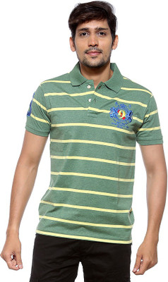 

Sports 52 Wear Striped Men's Polo Neck Multicolor T-Shirt, Grn.yell.
