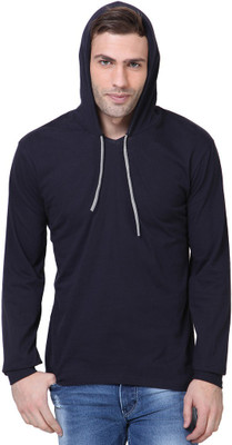 

Izinc Solid Men' Hooded Dark Blue T-Shirt