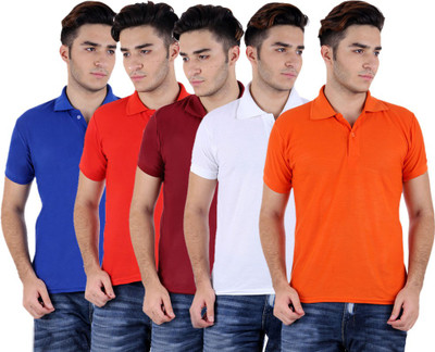

Sanvi Traders Solid Men Polo Neck Multicolor T-Shirt(Pack of 5