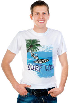 

6th Cross Graphic Print Men's Round Neck White T-Shirt