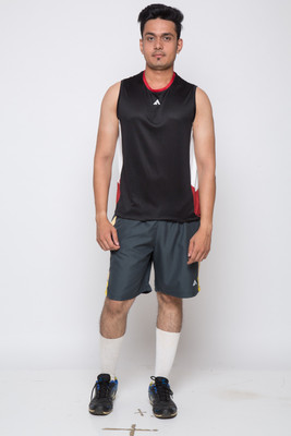 

Acetone Solid Men's Round Neck Black, Silver T-Shirt