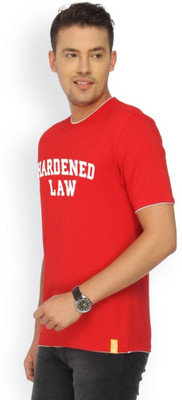 

Campus Sutra Printed Men Round Neck Red T-Shirt