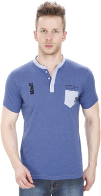 

Sparky Solid Men's Round Neck Blue T-Shirt