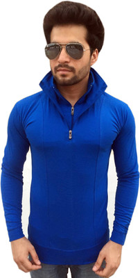 

Tees Collection Solid Men's Flap Collar Neck Blue T-Shirt