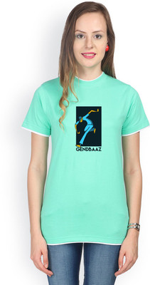 

Campus Sutra Printed Women' Round Neck Light Green T-Shirt