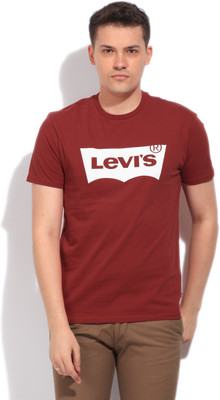 

Levi's Printed Men's Round Neck Maroon T-Shirt, Reds