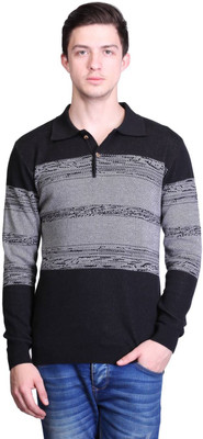 

Kalt Self Design Men Polo Neck Multicolor T-Shirt, Black multi