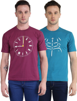 BRITISH TERMINAL Self Design Men Round Neck Multicolor T-Shirt