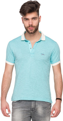 

Mufti Checkered Men's Polo Neck Blue T-Shirt, Sky