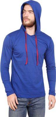 ELEPANTS Solid Men Hooded Black T-Shirt