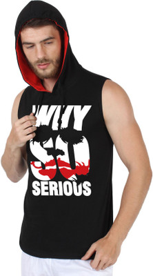 

SayItLoud Graphic Print Men's Hooded Black T-Shirt
