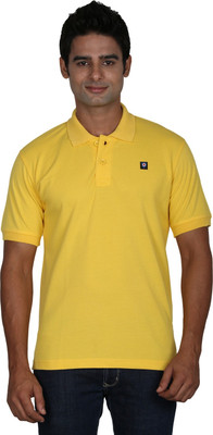 

Leaf Solid Men's Polo Neck Yellow T-Shirt