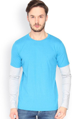 

Campus Sutra Solid Men Round Neck Light Blue T-Shirt, Light blue melange