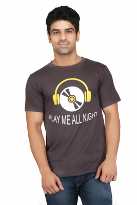 

Crazeis Printed Men's Round Neck Grey T-Shirt