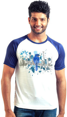 

6th Cross Graphic Print Men's Round Neck Multicolor T-Shirt, Navy blue;white