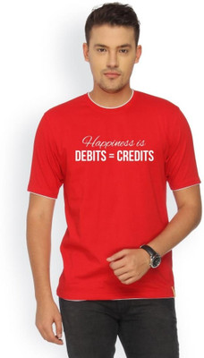 

Campus Sutra Printed Men Round Neck Red T-Shirt