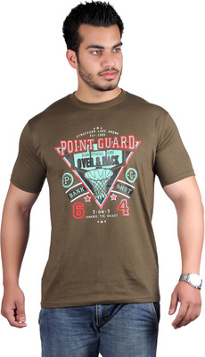 

Shineway Printed Men's Round Neck Multicolor T-Shirt, Dark green