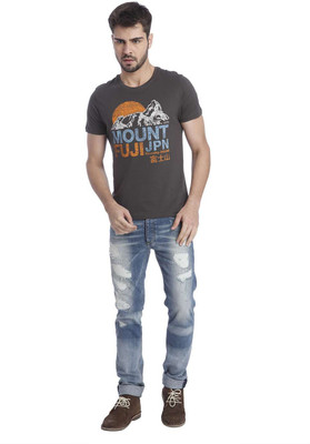 

Jack & Jones Graphic Print Men's Round Neck Grey T-Shirt, Raven