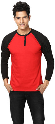 

Unisopent Designs Solid Men's Henley Red, Black T-Shirt
