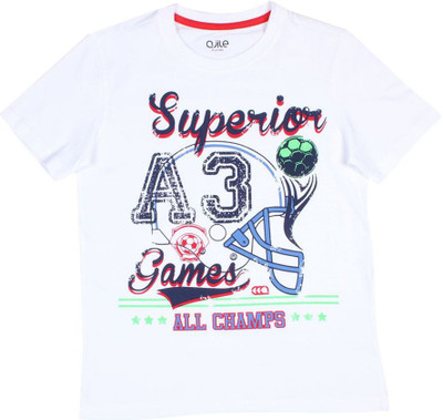 

Ajile by Pantaloons Boys Graphic Print T Shirt(White, Pack of 1, Off white