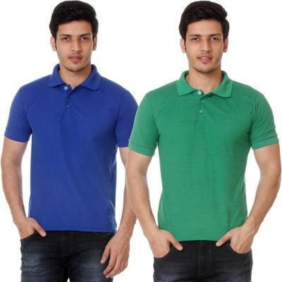 

TeeMoods Solid Men's Polo Neck Blue, Green T-Shirt(Pack of 2)