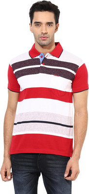 

Okane Striped Men's Polo Neck Red T-Shirt