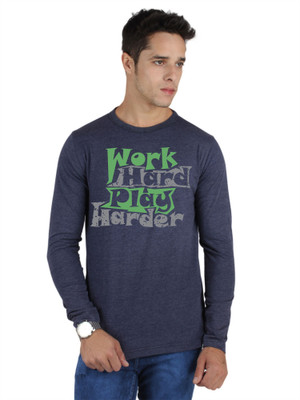 

SayItLoud Graphic Print Men's Round Neck Blue T-Shirt