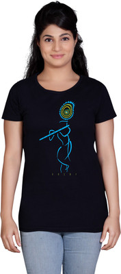 

Tantra Graphic Print Women's Round Neck Black T-Shirt