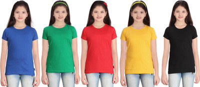 

FabTag - Sini Mini Girls Solid T Shirt(Multicolor