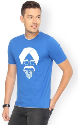 

Campus Sutra Printed Men Round Neck Blue T-Shirt, Royal blue